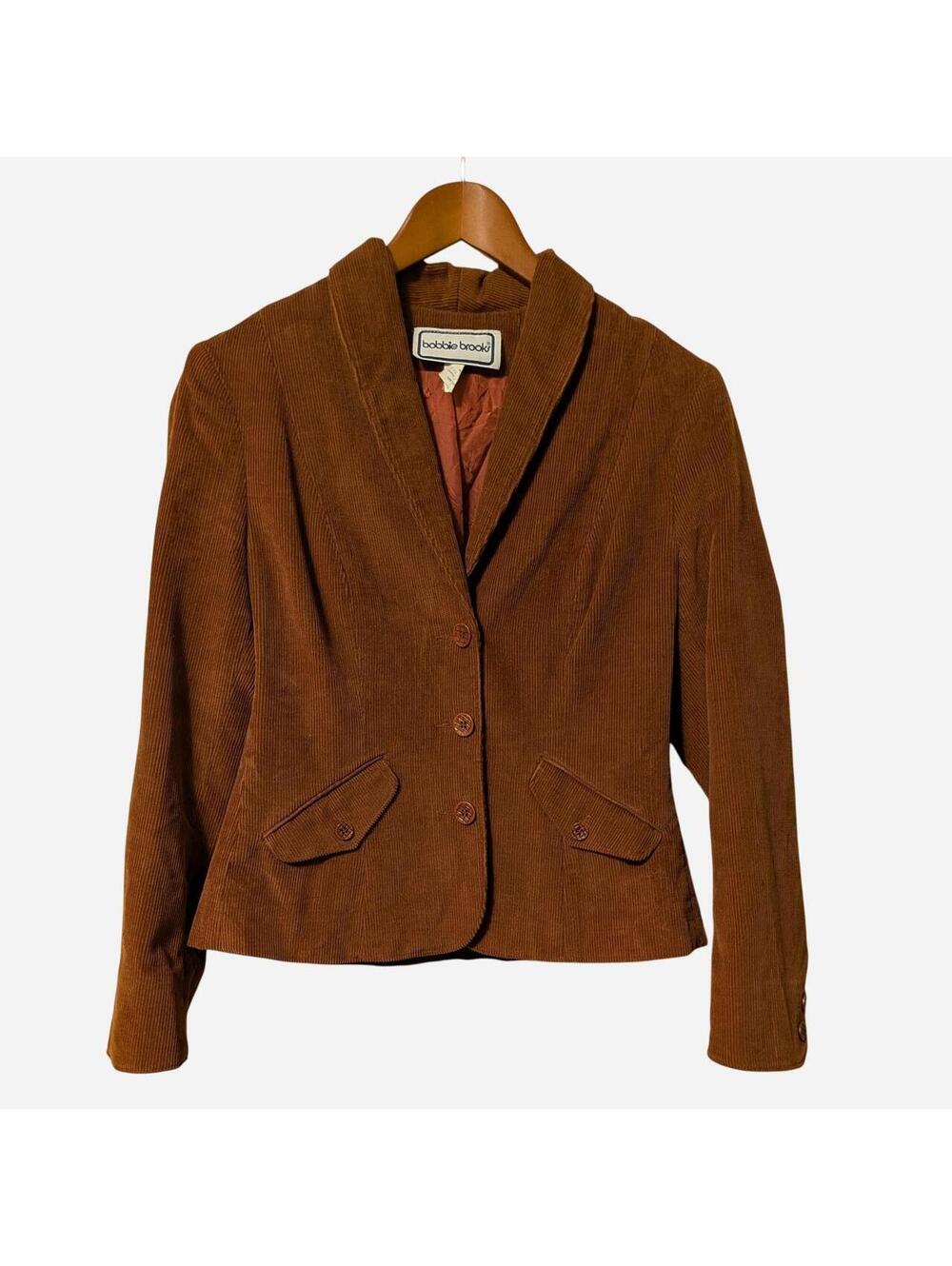 1970s Bobbie Brooks Corduroy Blazer Rust Brown Dark Academia Jacket Size S
